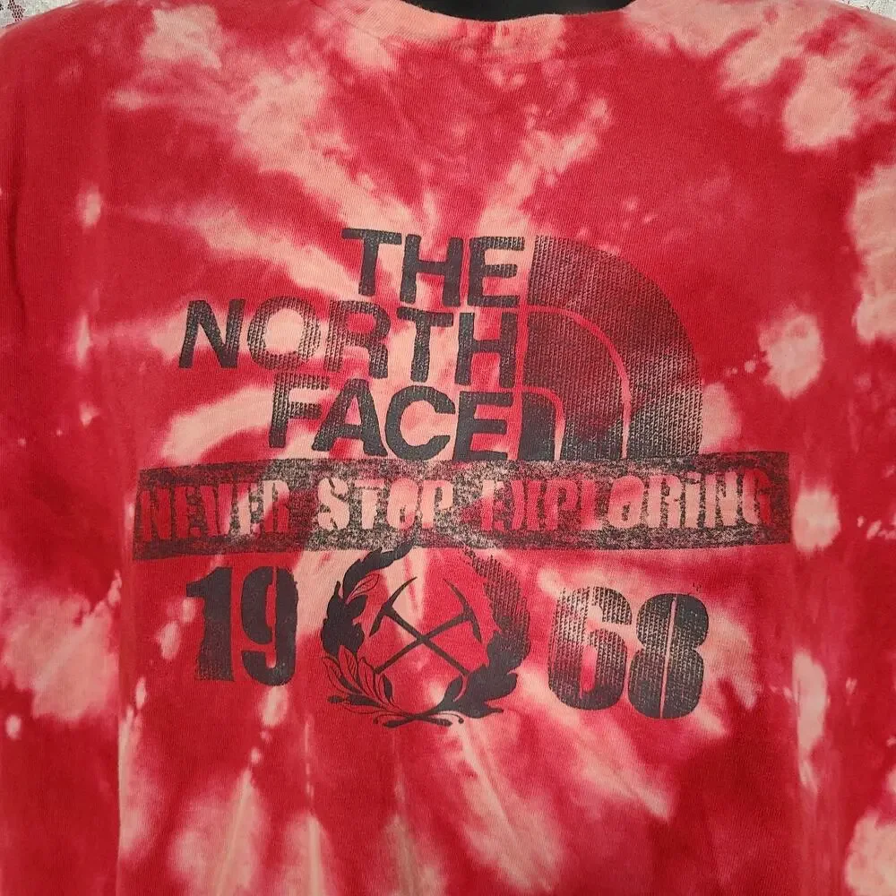 The North Face Red Spiral tie dye never stop exploring t-shirt size large